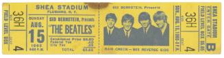 The Beatles Shea Stadium Concert Ticket, August 15, 1965