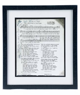 Bob Dylan signed and inscribed lyrics for "He's Only A Pawn In Their Game"