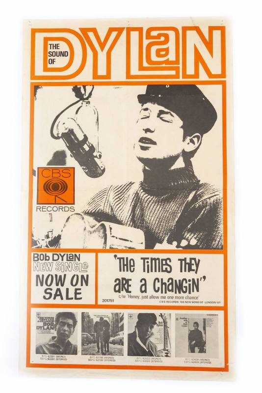 Bob Dylan U.K. "The Times They Are A-Changin'" Promotional Poster