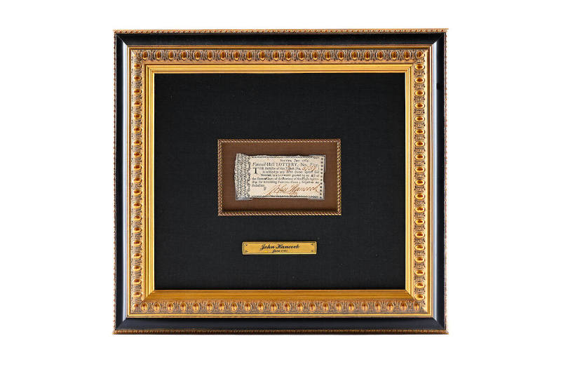 Faneuil Hall Lottery Ticket, signed by John Hancock