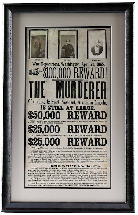 Wanted poster for "The Murderer" of Abraham Lincoln