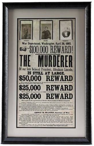 Wanted poster for "The Murderer" of Abraham Lincoln