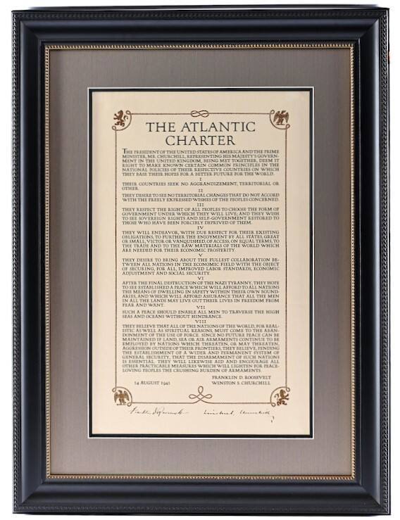 The Atlantic Charter, signed by Franklin D. Roosevelt and Winston Churchill