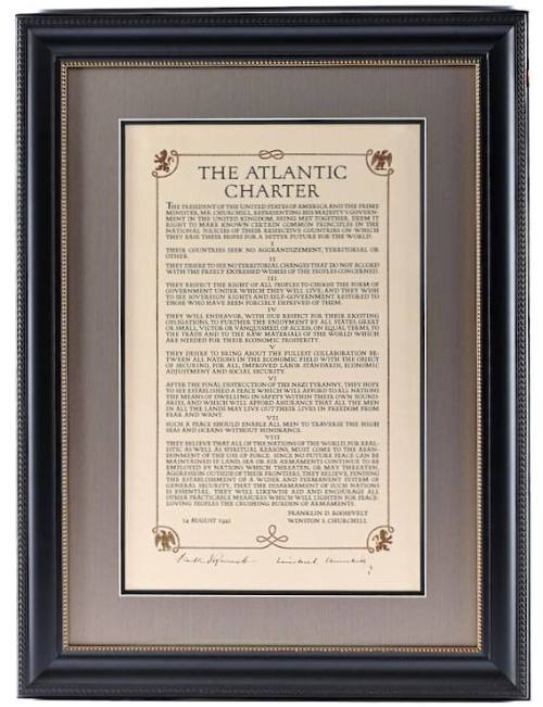 The Atlantic Charter, signed by Franklin D. Roosevelt and Winston Churchill