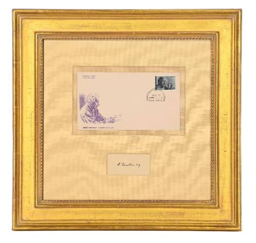 Framed First Day Stamped Envelope with Albert Einstein Signature