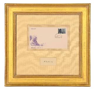 Framed First Day Stamped Envelope with Albert Einstein Signature