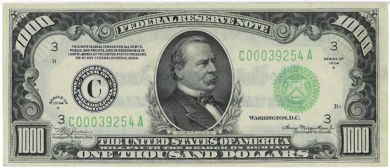 $1,000 Federal Reserve Note, Philadelphia