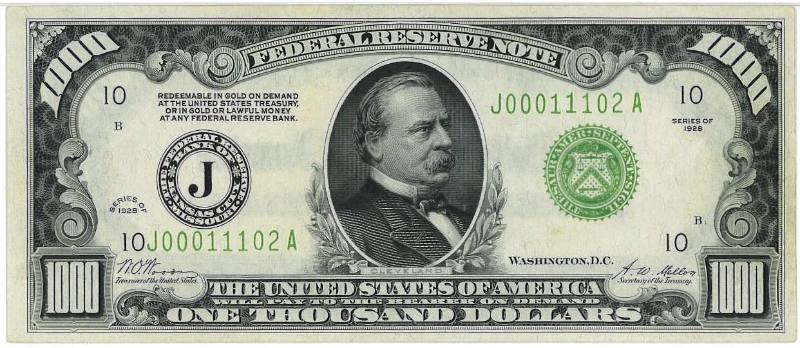 $1,000 Federal Reserve Note, Kansas City