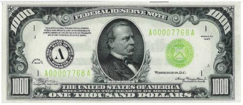 $1,000 Federal Reserve Note, Boston