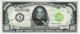 $1,000 Federal Reserve Note, Boston