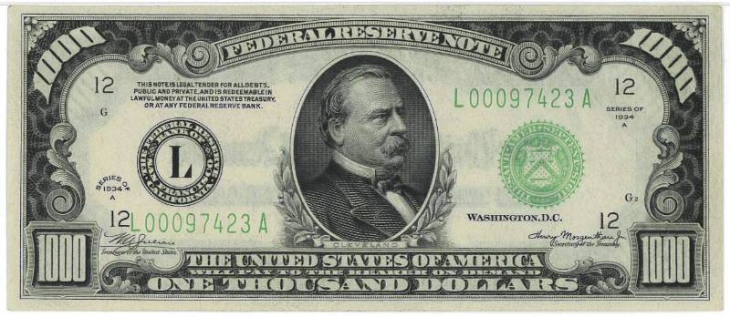 $1,000 Federal Reserve Note, San Francisco