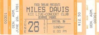 Ticket for Miles Davis Concert