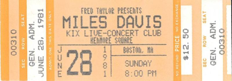 Ticket to Miles Davis Concert