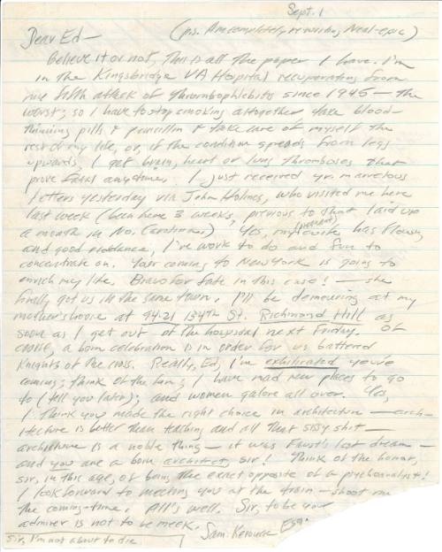 Jack Kerouac letter, regarding the rewriting of "On the Road"