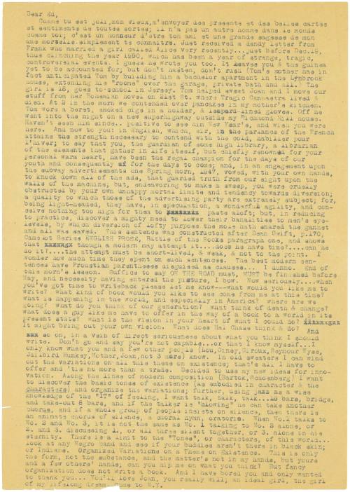 Jack Kerouac letter, regarding "On the Road"